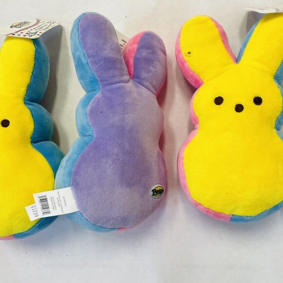 Peep Bunny Plush Stuffed Animal Peeps Rainbow 9 in- Pink Purple Blue (3 Pack) - Picture 4 of 8